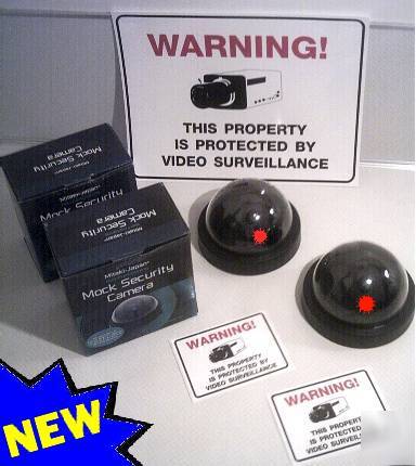 Fake cctv security dome spy camera+signage mixed lot 