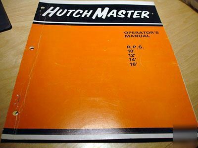Hutchmaster rps disk operaters manual hutch master