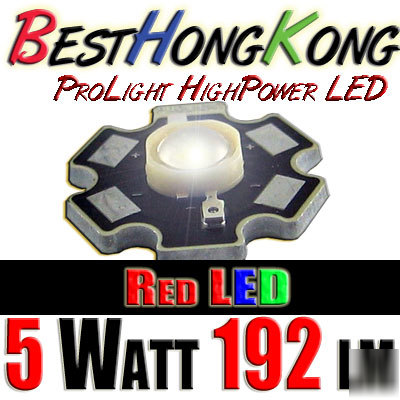 High power led set of 2 prolight 5W red 192 lumen