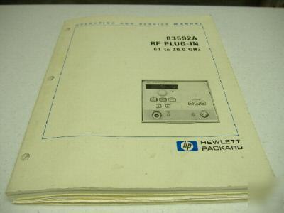 Hp 83592A rf plug-in .01 to 20.0 ghz ops/ser. manual