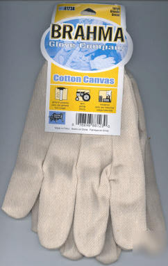 Brahma 8OZ natural color wrist cotton canvas glove 12PR