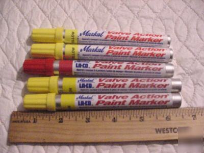 {5} la-co markal valve action paint markers yellow red