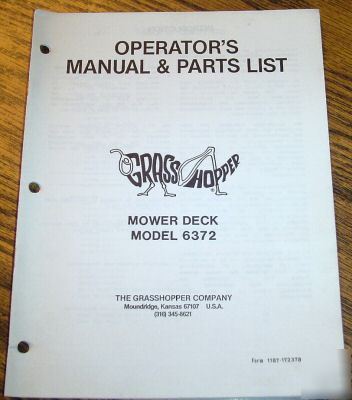 Grasshopper riding mower 6372 deck op & parts manual