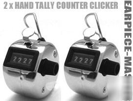 2 x hand tally 4-digit counter clicker