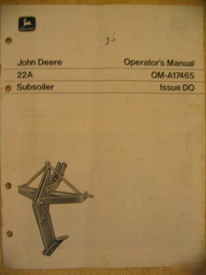 John deere 22A subsoiler operator manual