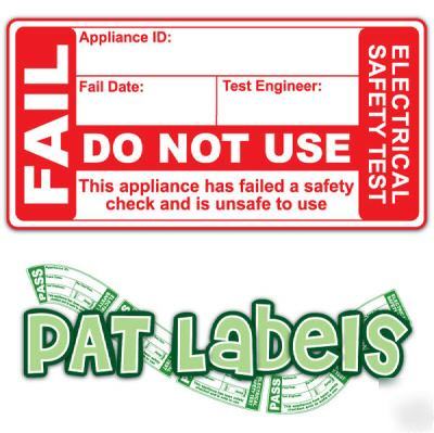 Pat labels - 500 fail labels for pat testing