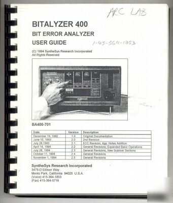 Synthesys research bitalyzer 400 user guide