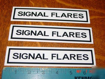 Lot of 3 signal flares stickers warning labels novelty?