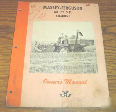 Massey ferguson 72 s.p. combine operator's manual mf