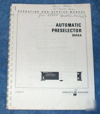 Hp - agilent 8445A operating manual - copy