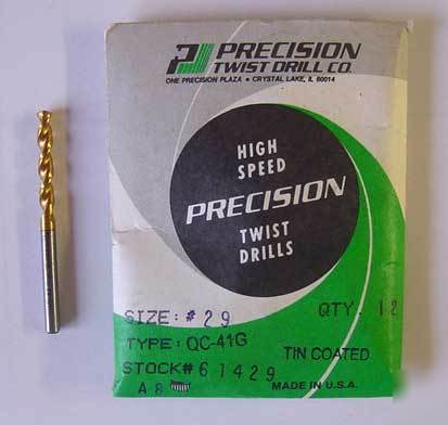 12PCS. precision twist parabolic stub drills #29