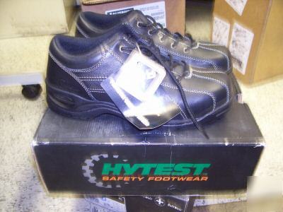 Hytest, wolverine safety steel toe shoe,mens 10 black