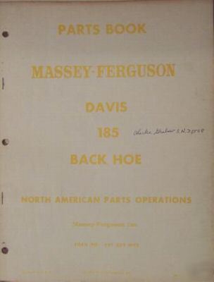 1961 massey ferguson - davis 185 backhoe parts manual