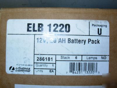 Lithonia lighting 12V 20 ah battery pack elb 1220 