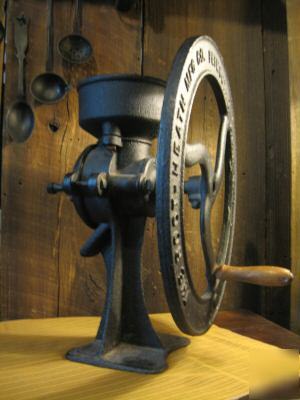 Antique cast iron root-heath mfg korn king corn grinder
