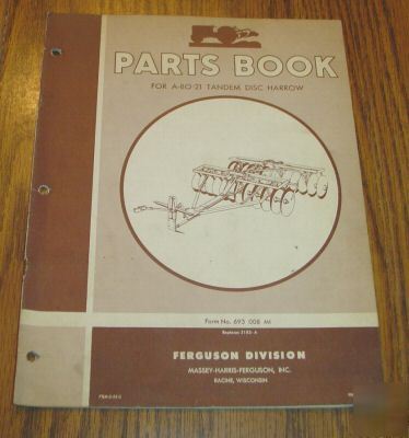 Massey ferguson tandem disc harrow parts catalog book
