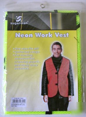 Work vest, road safety tabard, neon high vis yellow