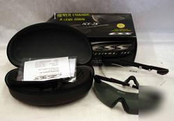 New 2 pair ess safety glasses ice-2X - black & clear - 