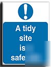 A tidy/safe site sign-adh.vinyl-200X250MM(ma-042-ae)