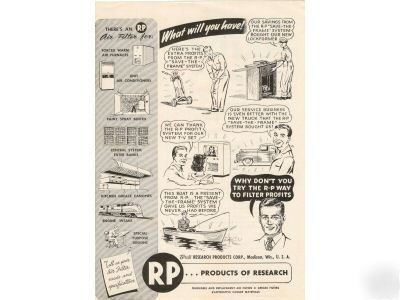 Rp research products furnace ad 1951 madison wi