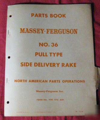  massey-ferguson no 36 side deliver rake parts book