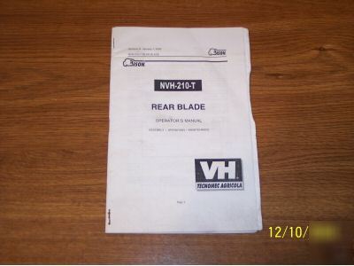 Bison nvh 210 t tractor rear blade operators manual