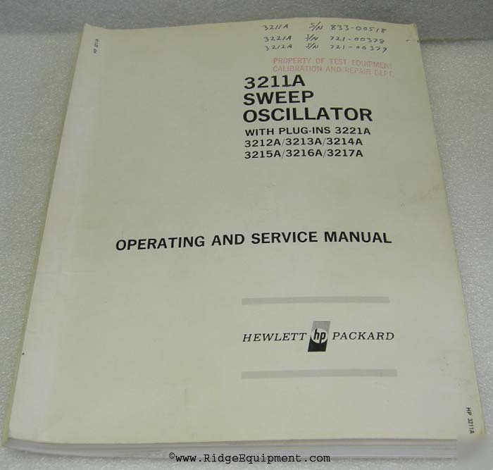 Hp 3211A sweep oscillator operating & service manual []
