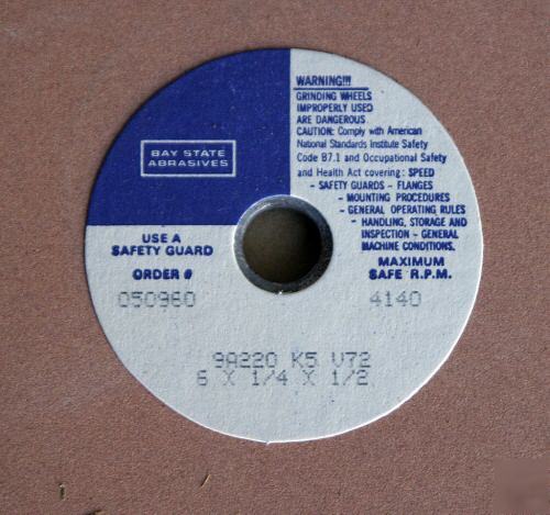 Grinding wheels bay state 6 x 1/4 x 1/2 lot of 5