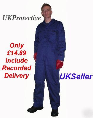 Navy zip front boiler suit, overall, workwear - 2XL 