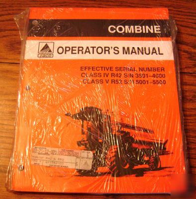 New agco gleaner R42 & R52 combie operator's manual
