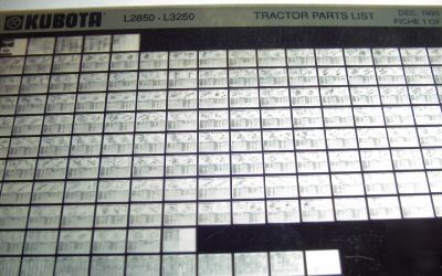 Kubota L2850 & L3250 tractor parts catalog microfiche