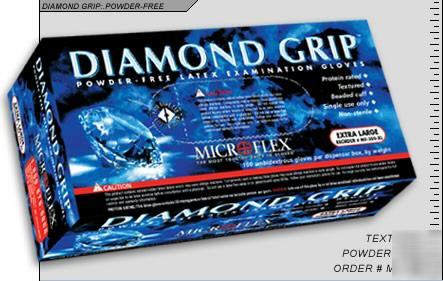 Micro-flex diamond grip latex gloves (large)