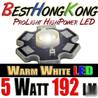High power led set of 2 prolight 5W warm white 192LM