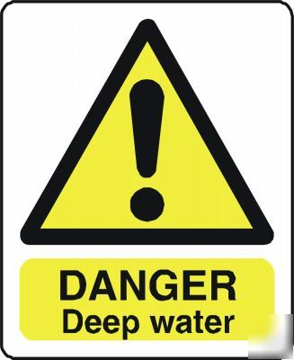 Large metal safety sign danger water 1449