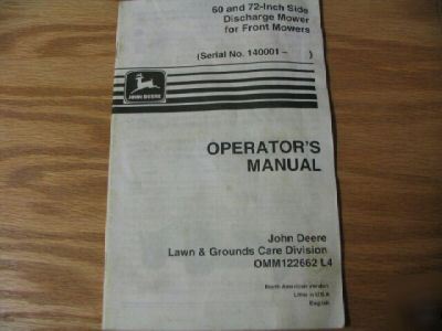 John deere 60 72 inch front mowers operators manual