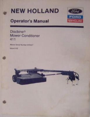 New holland 411 discbine mower conditioner owner manual