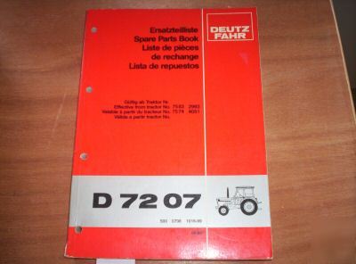 Deutz-fahr D7207 tractor spare parts manual