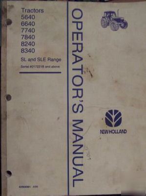 Ford 5640,6640,7740,7840,8240,8340 tractor owner manual