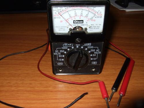 1000 volt ohm, volt multimeter,w/leads ac/dc,olson,used
