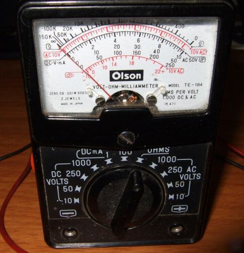 1000 volt ohm, volt multimeter,w/leads ac/dc,olson,used