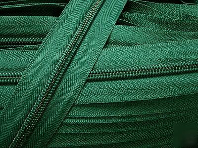 #5 nylon coil zipper chain 10YD dark green + 25 sliders