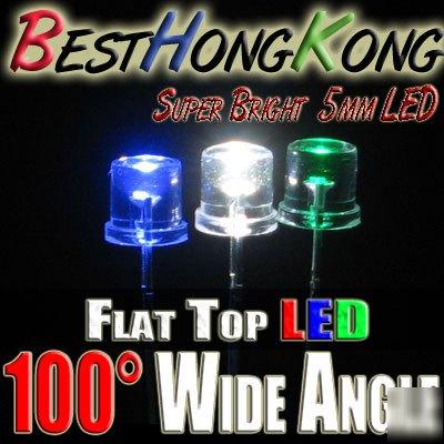 Blue led set of 1000 super bright 5MM wide 100 deg f/r