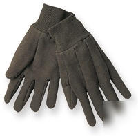 Brown jersey gloves 12 pair (one dozen)