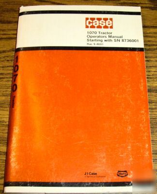 Case 1170 tractor operator's owners manual book 