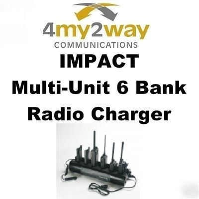 Impact universal multi-unit 6 bank radio charger ac/dc