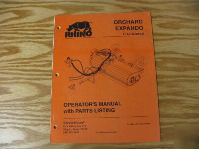 Rhino flail mower operators manual with parts listing