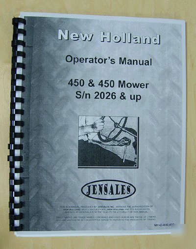 New holland 450 mower operator manual (nh-o-450,455)