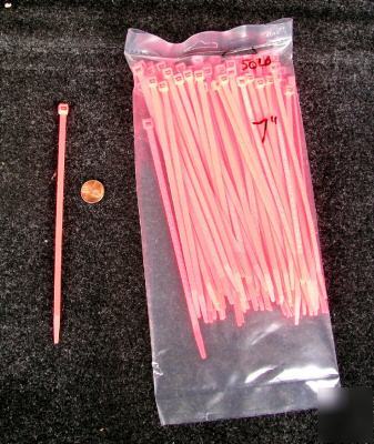 200 pieces pink nylon zip wire ties 50LB 7