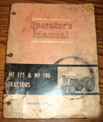 Massey ferguson 175 & 180 tractor operator manual mf