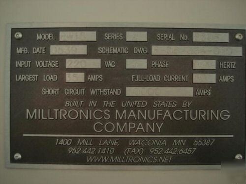 Milltronics RW15 cnc vertical machining center 